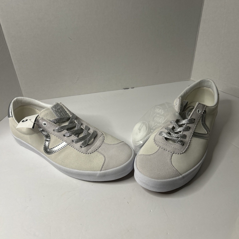 VANS Sport Low Sport White Silver Gray Suede Shoes Sneakers Womens Size 10 NEW